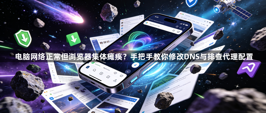 电脑网络正常但浏览器集体瘫痪?手把手教你修改DNS与排查代理配置1